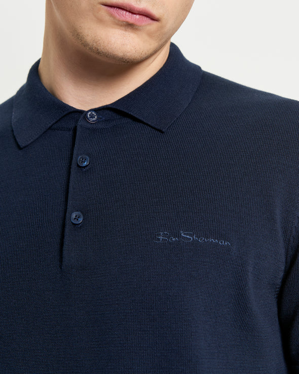 Ben Sherman Signature Knitted Polo - Dark Navy