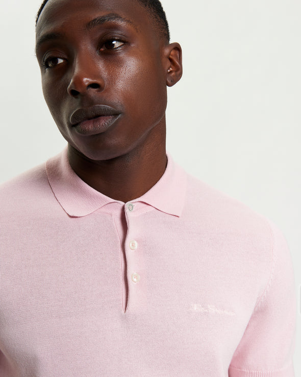 Ben Sherman Signature Knitted Polo - Blush Pink