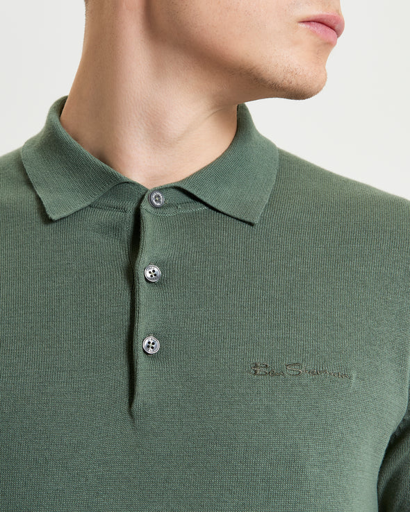 Ben Sherman Signature Knitted Polo - Olive