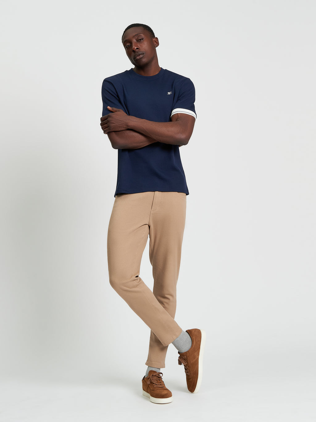 Ben Sherman Textured Tipped Tee - Dark Navy