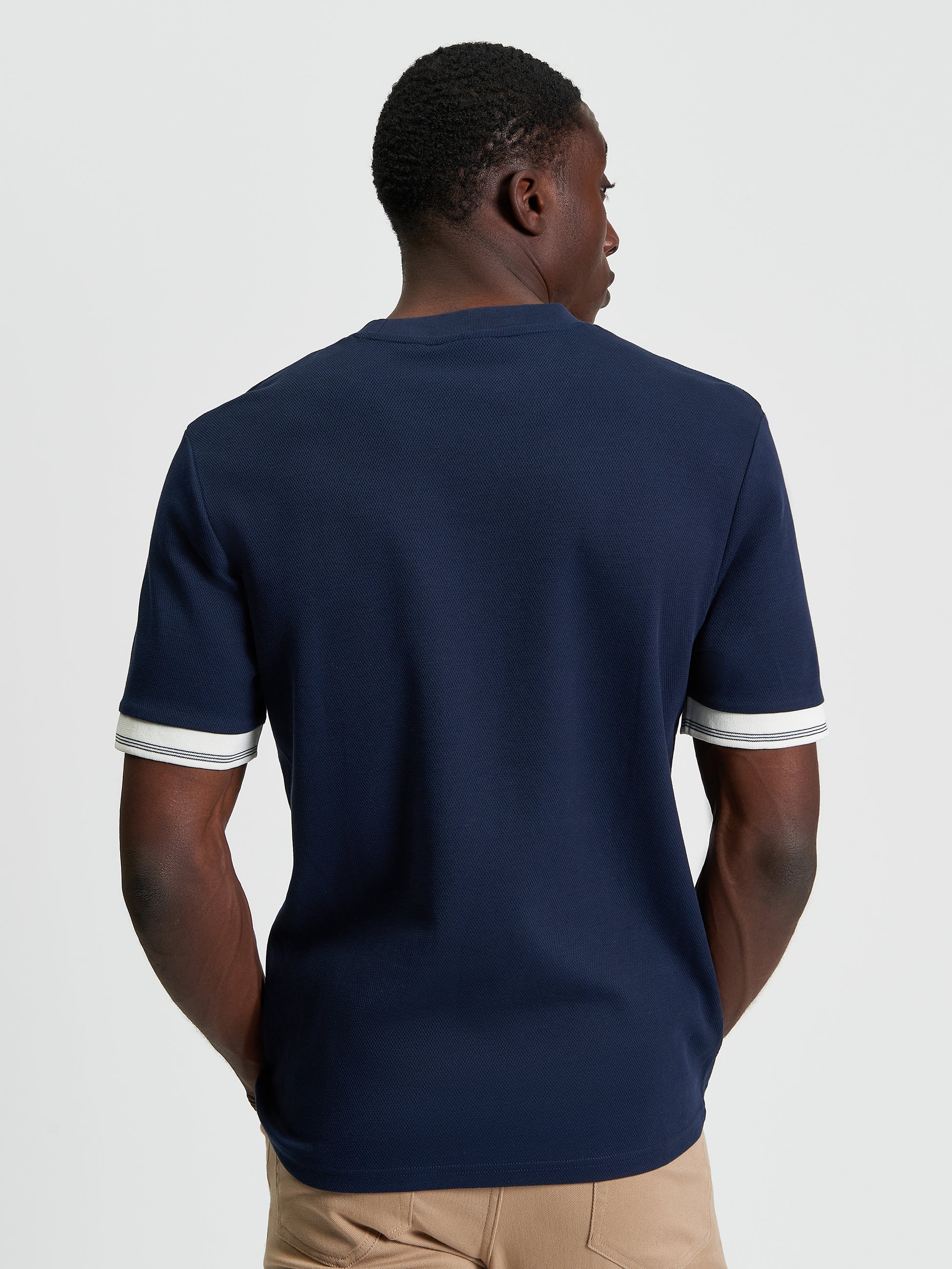 Ben Sherman Textured Tipped Tee - Dark Navy