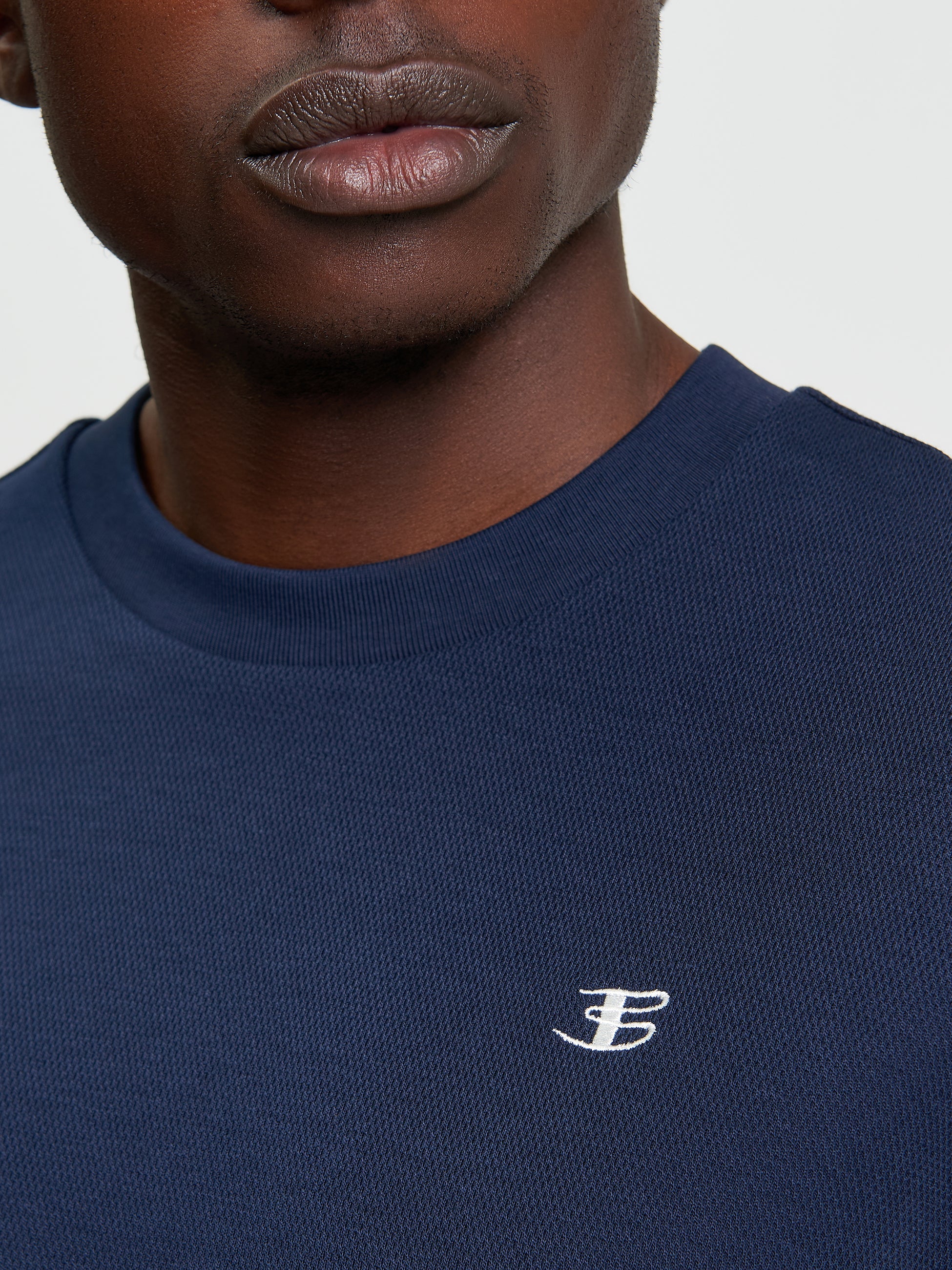 Ben Sherman Textured Tipped Tee - Dark Navy