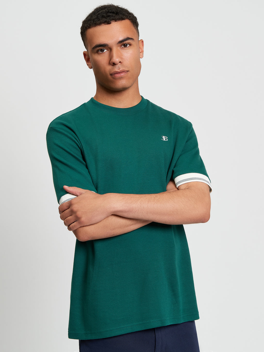 Ben Sherman Textured Tipped Tee - Dark Green