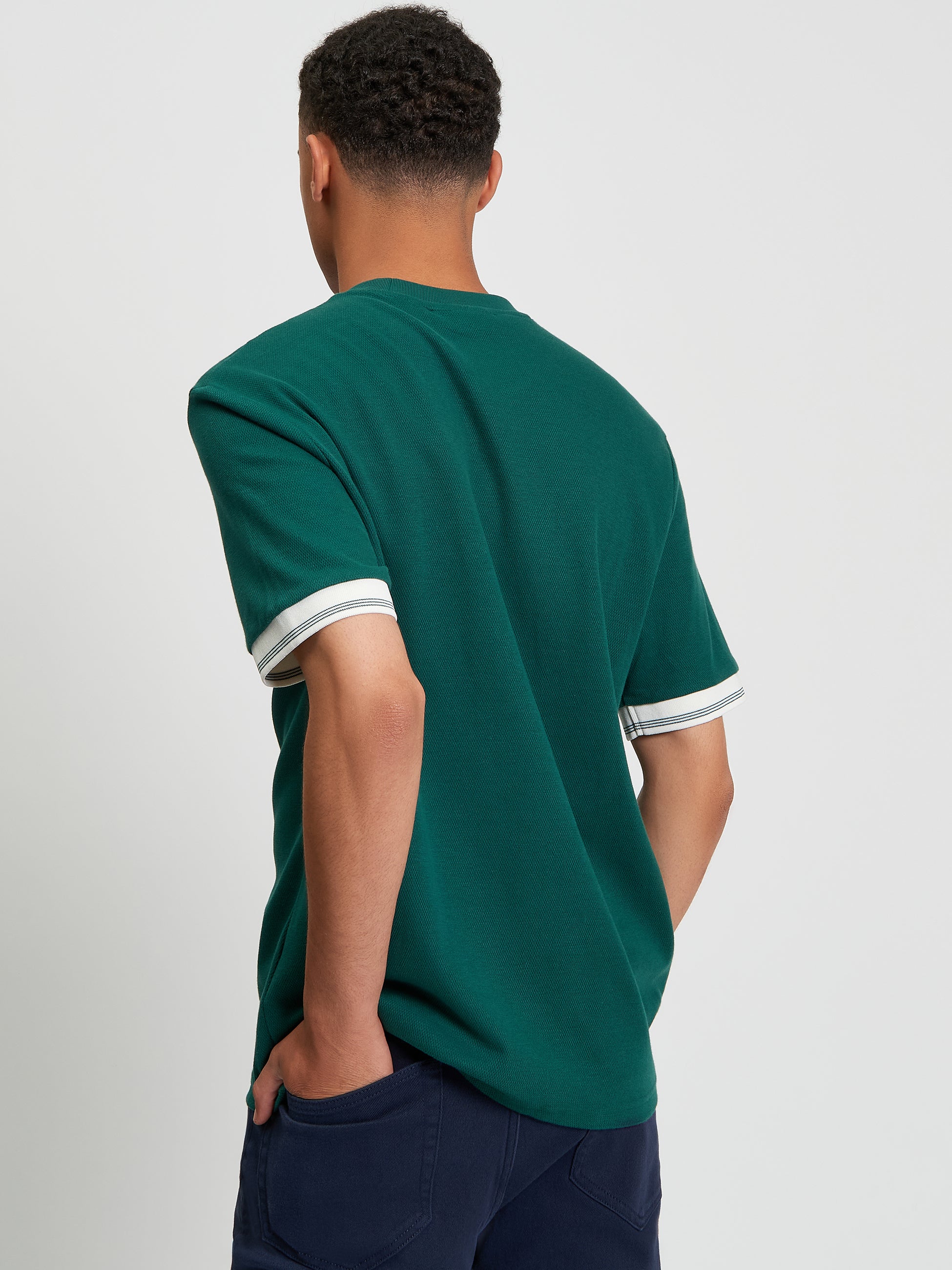 Ben Sherman Textured Tipped Tee - Dark Green