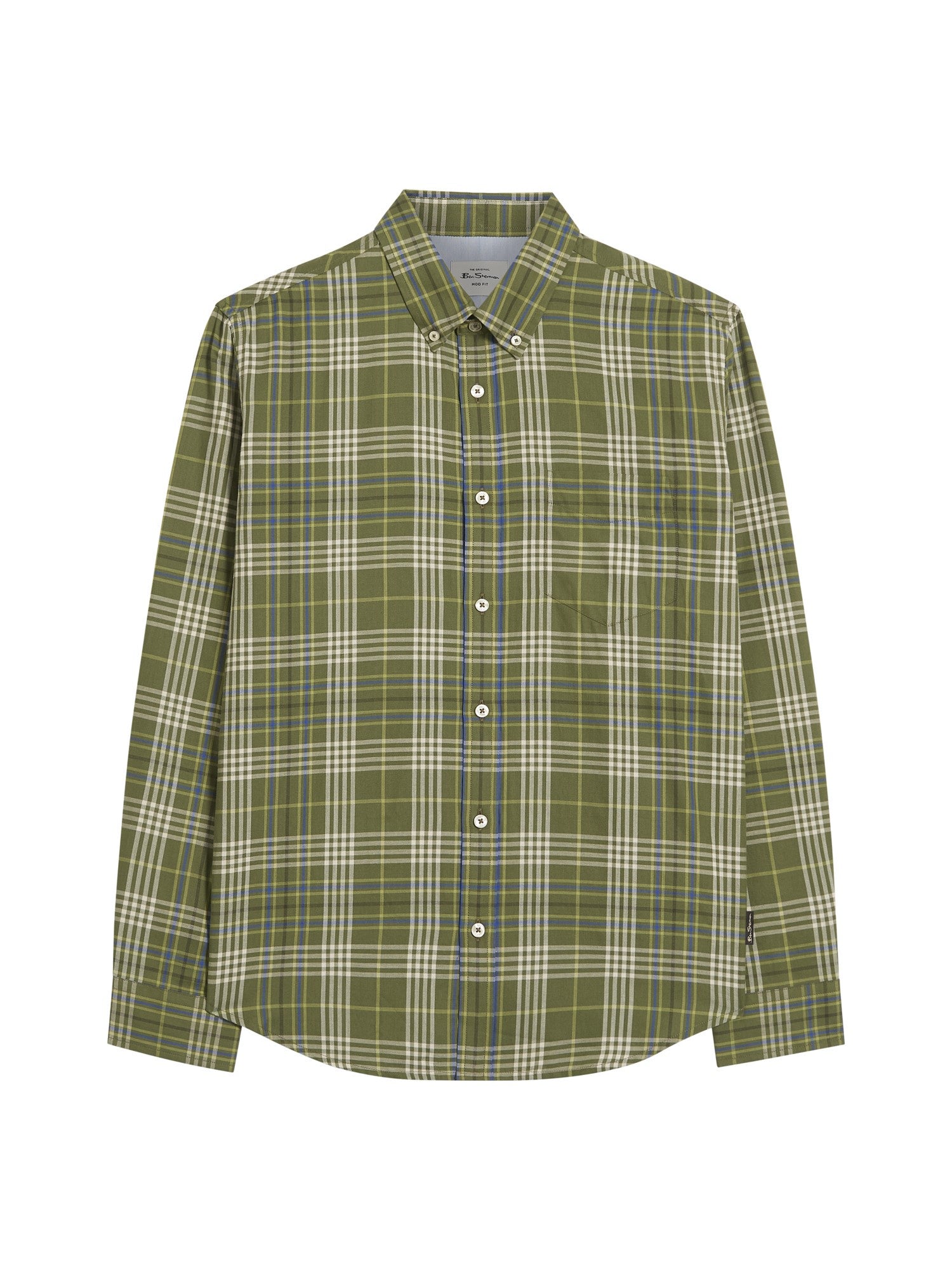 Ben Sherman Long Sleeve Shirt: Multi Check - Litchen Green