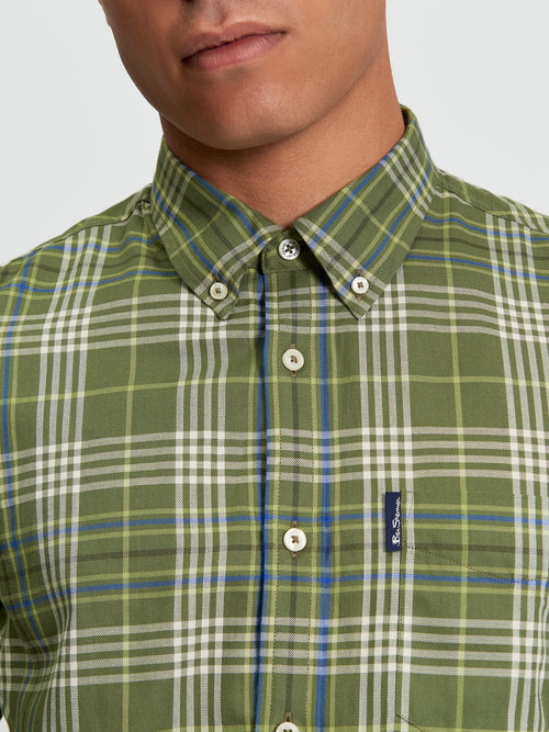 Ben Sherman Long Sleeve Shirt: Multi Check - Litchen Green