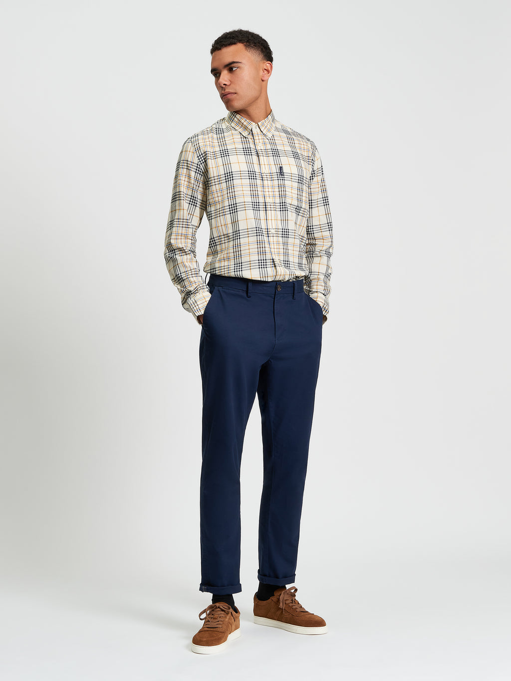 Ben Sherman Long Sleeve Shirt: Multi Check - Fog