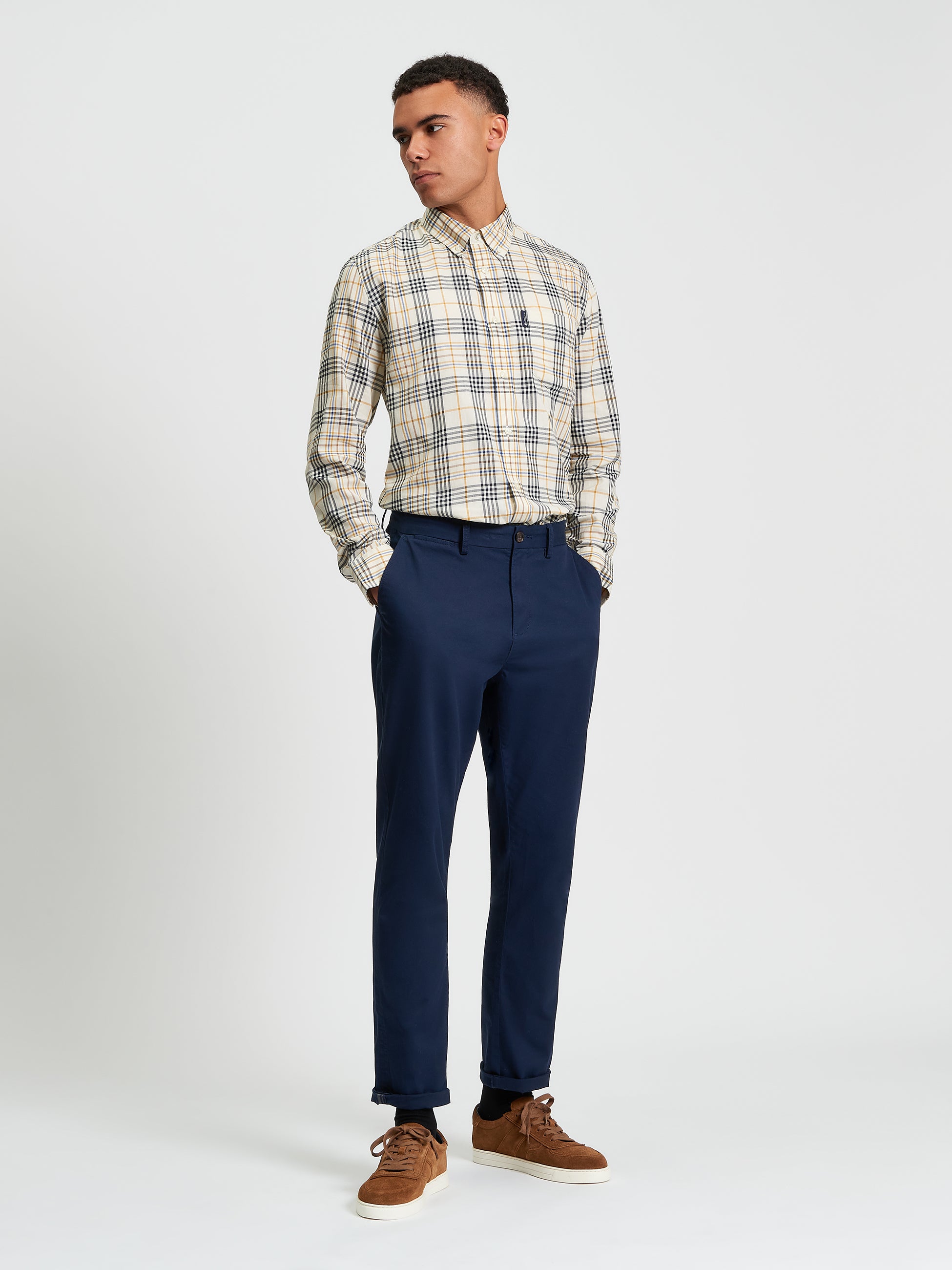Ben Sherman Long Sleeve Shirt: Multi Check - Fog