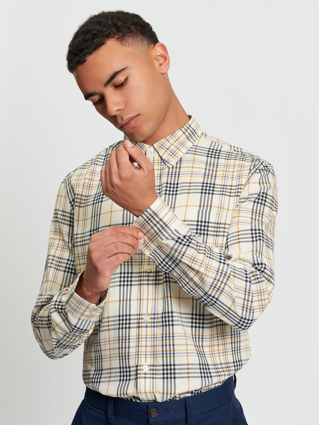 Ben Sherman Long Sleeve Shirt: Multi Check - Fog