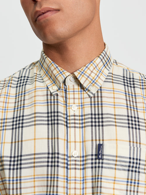 Ben Sherman Long Sleeve Shirt: Multi Check - Fog