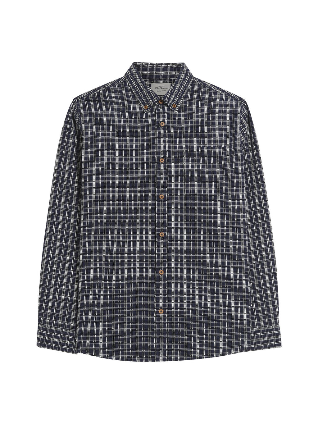 Ben Sherman Long Sleeve Shirt: Raised Yarn Check - Marine