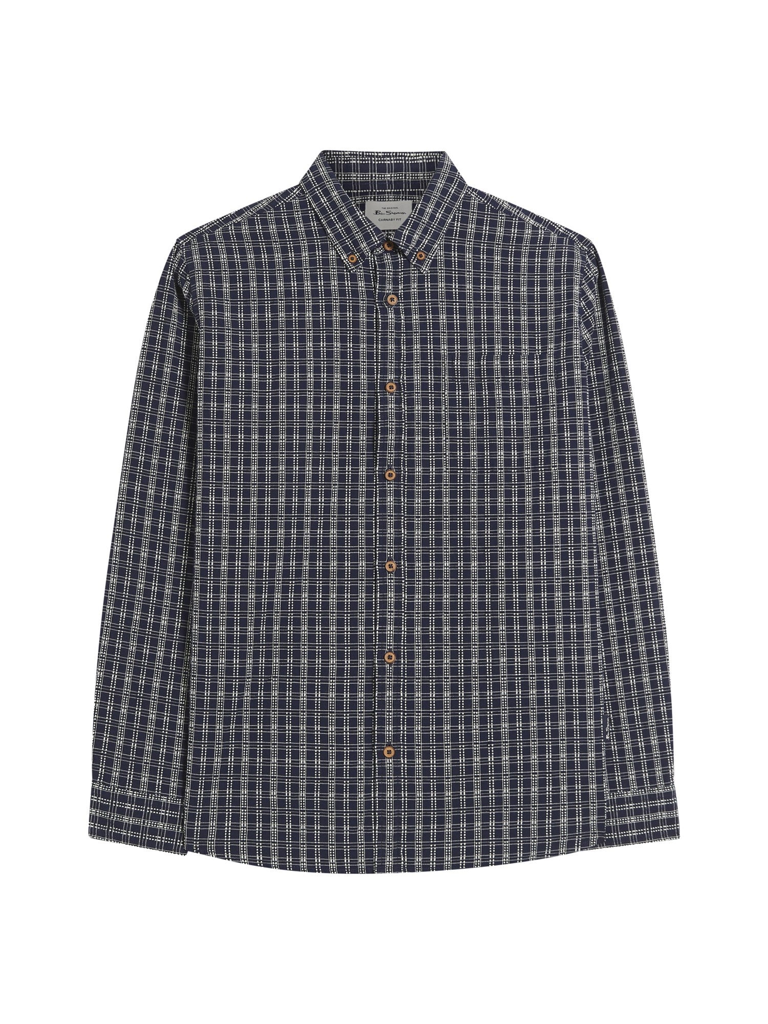 Ben Sherman Long Sleeve Shirt: Raised Yarn Check - Marine