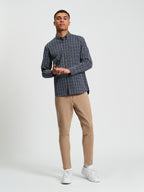 Ben Sherman Long Sleeve Shirt: Raised Yarn Check - Marine