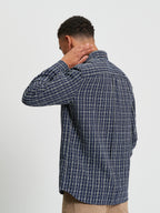 Ben Sherman Long Sleeve Shirt: Raised Yarn Check - Marine