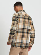 Ben Sherman Long Sleeve Shirt: Brushed Check - Sand