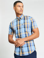 Ben Sherman Short Sleeve Shirt: Block Check - Lake Blue