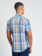 Ben Sherman Short Sleeve Shirt: Block Check - Lake Blue