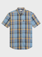 Ben Sherman Short Sleeve Shirt: Block Check - Lake Blue