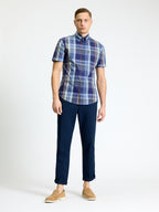 Ben Sherman Short Sleeve Shirt: Block Check - Twilight Demin
