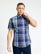 Ben Sherman Short Sleeve Shirt: Block Check - Twilight Demin