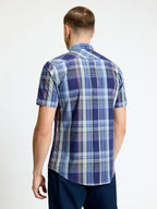Ben Sherman Short Sleeve Shirt: Block Check - Twilight Demin