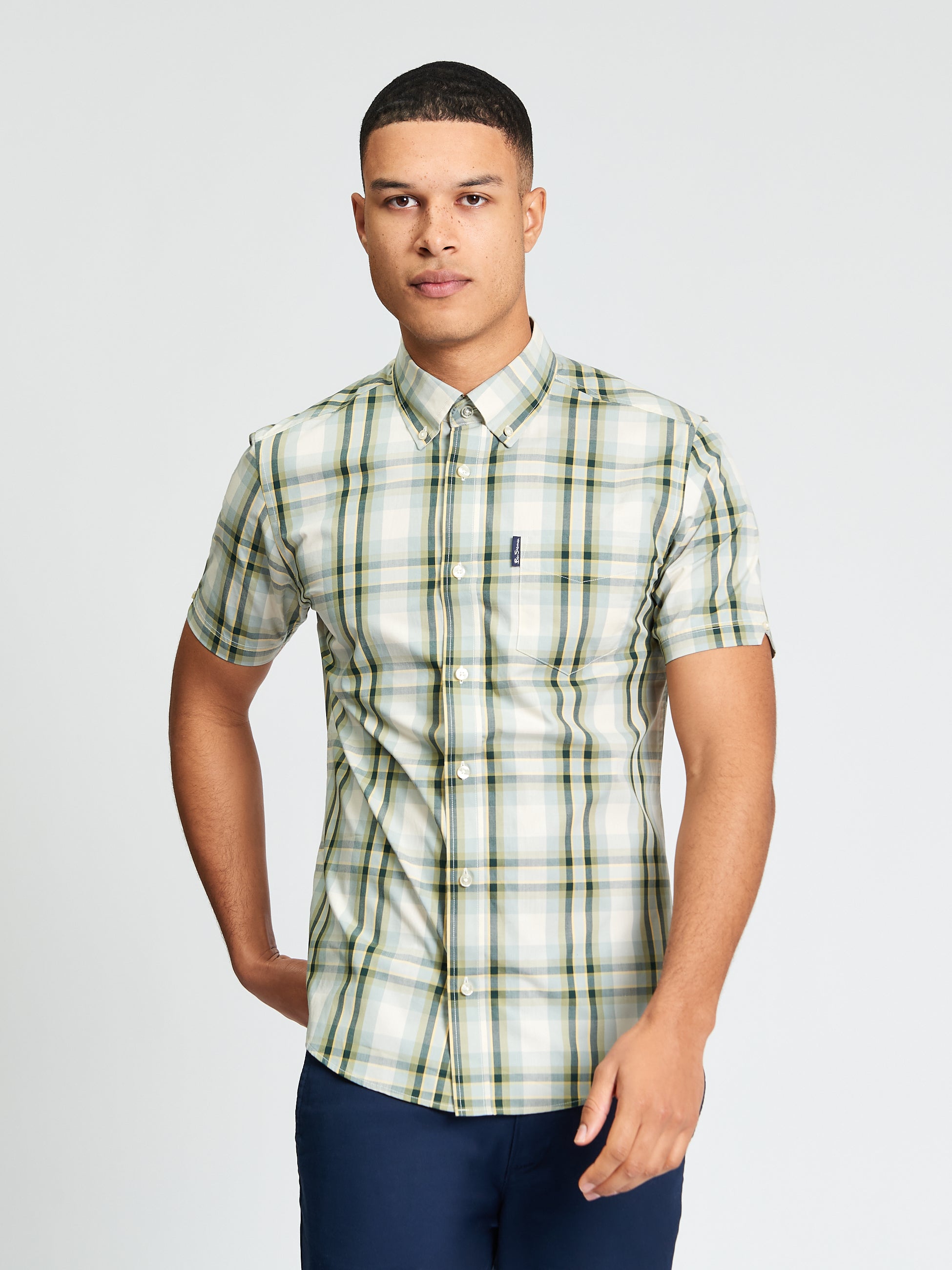 Ben Sherman Short Sleeve Shirt:  Classic Check - Forest