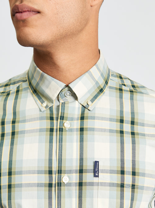 Ben Sherman Short Sleeve Shirt:  Classic Check - Forest