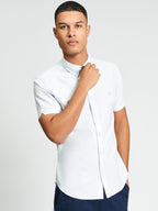 Ben Sherman Short Sleeve Shirt: Oxford Stripe - Light Blue