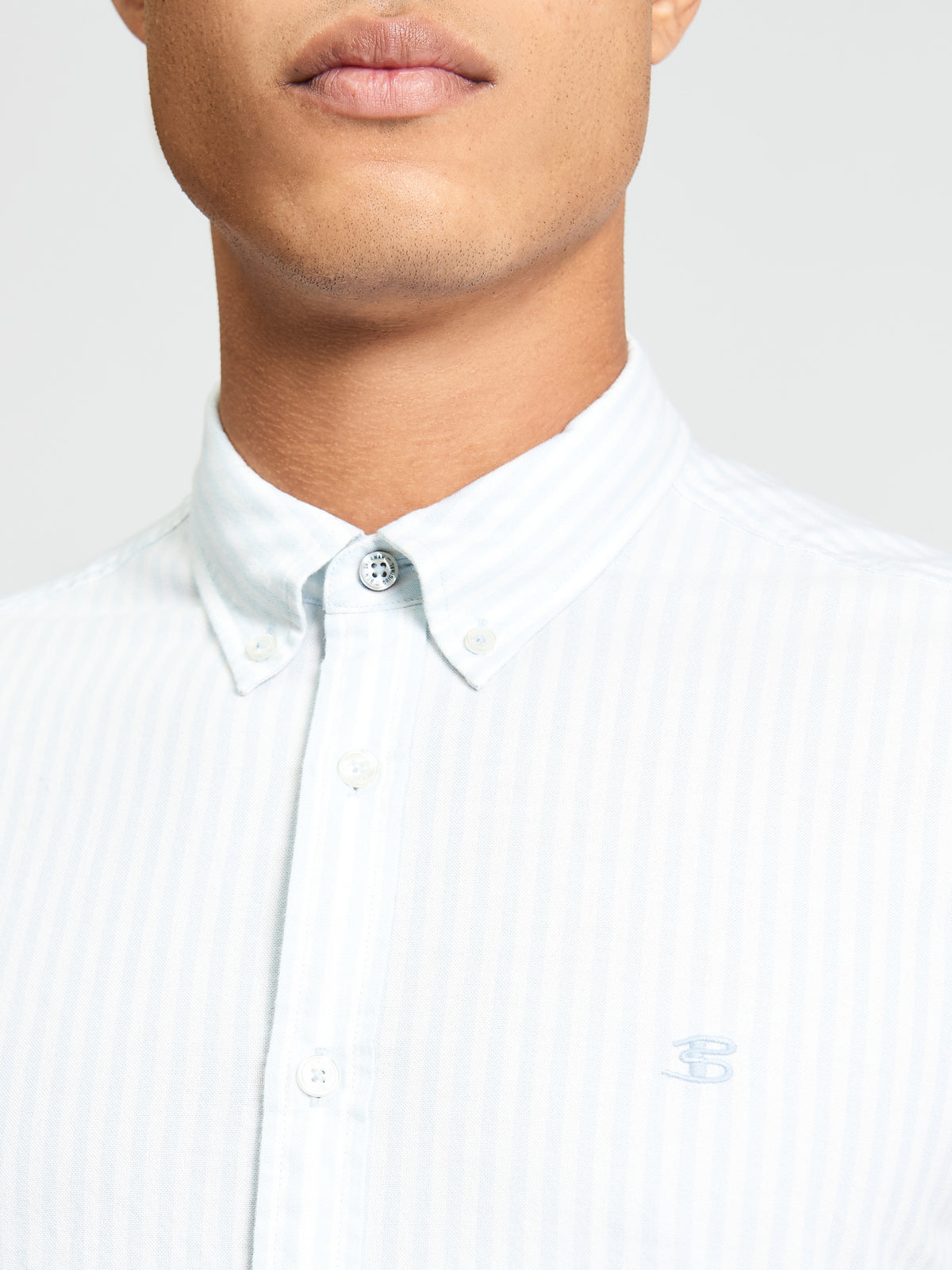 Ben Sherman Short Sleeve Shirt: Oxford Stripe - Light Blue