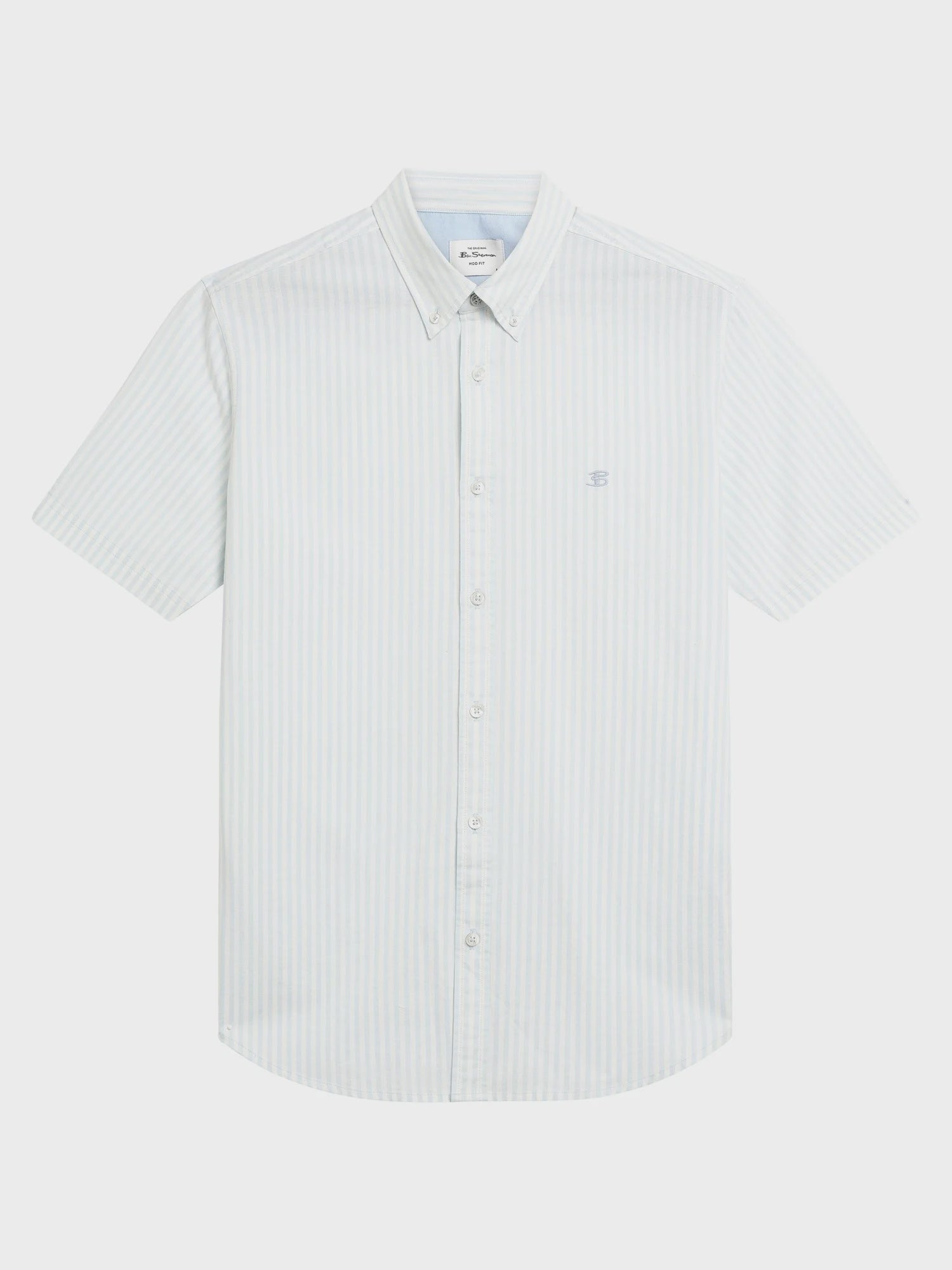 Ben Sherman Short Sleeve Shirt: Oxford Stripe - Light Blue