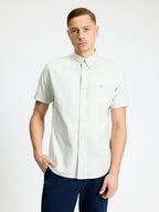 Ben Sherman Short Sleeve Shirt: Oxford Stripe - Sage