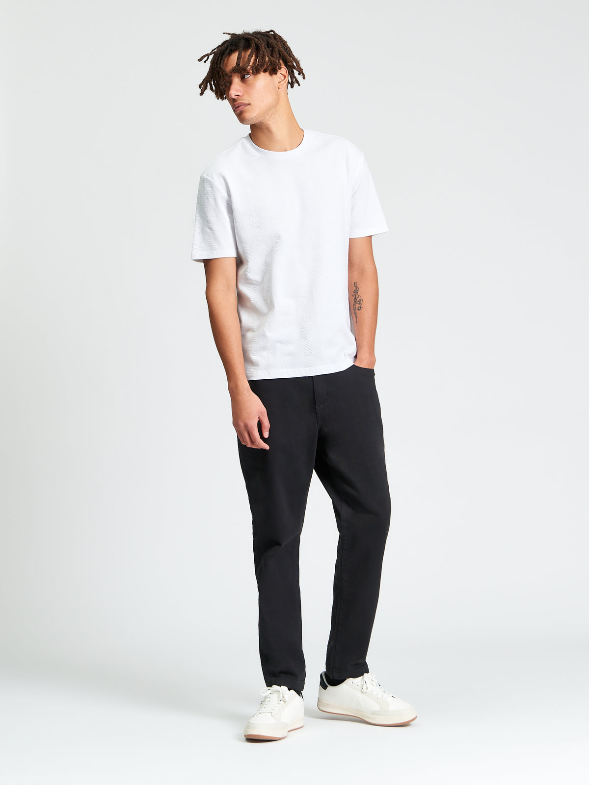 Ben Sherman Jaquard Pattern Tee - White