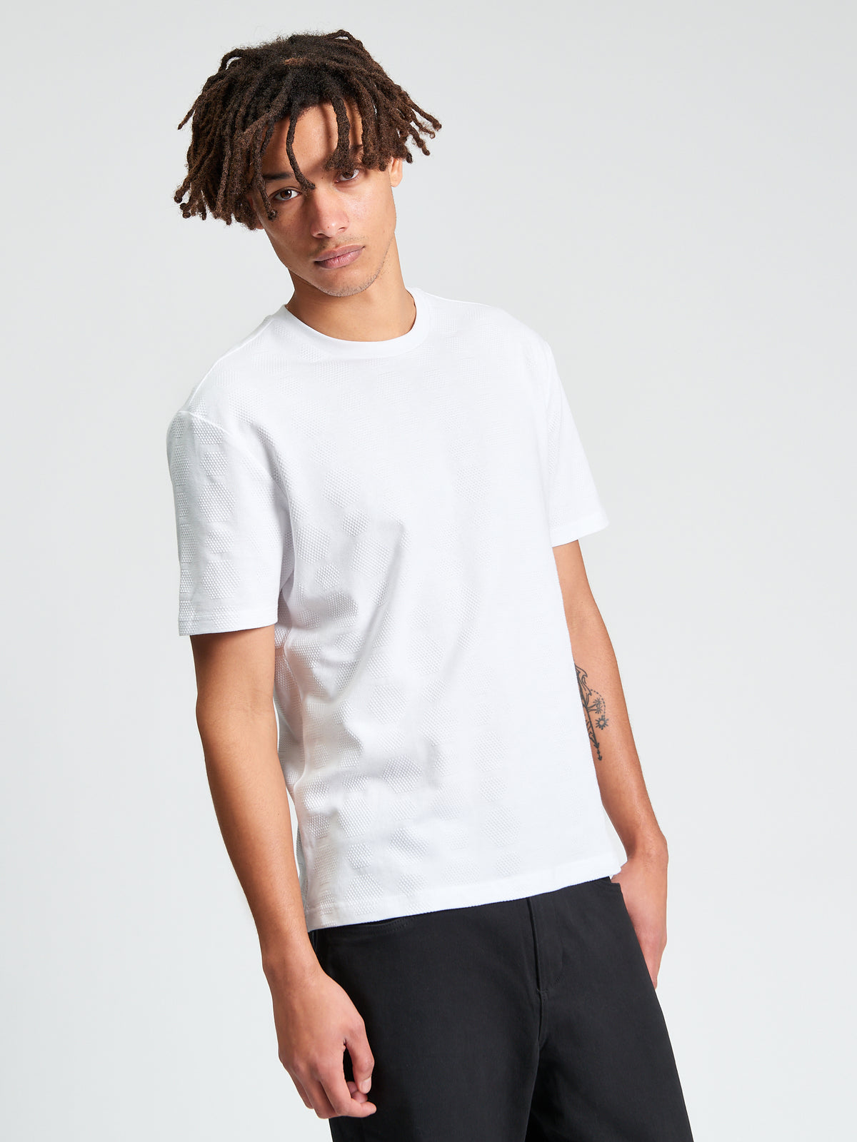 Ben Sherman Jaquard Pattern Tee - White