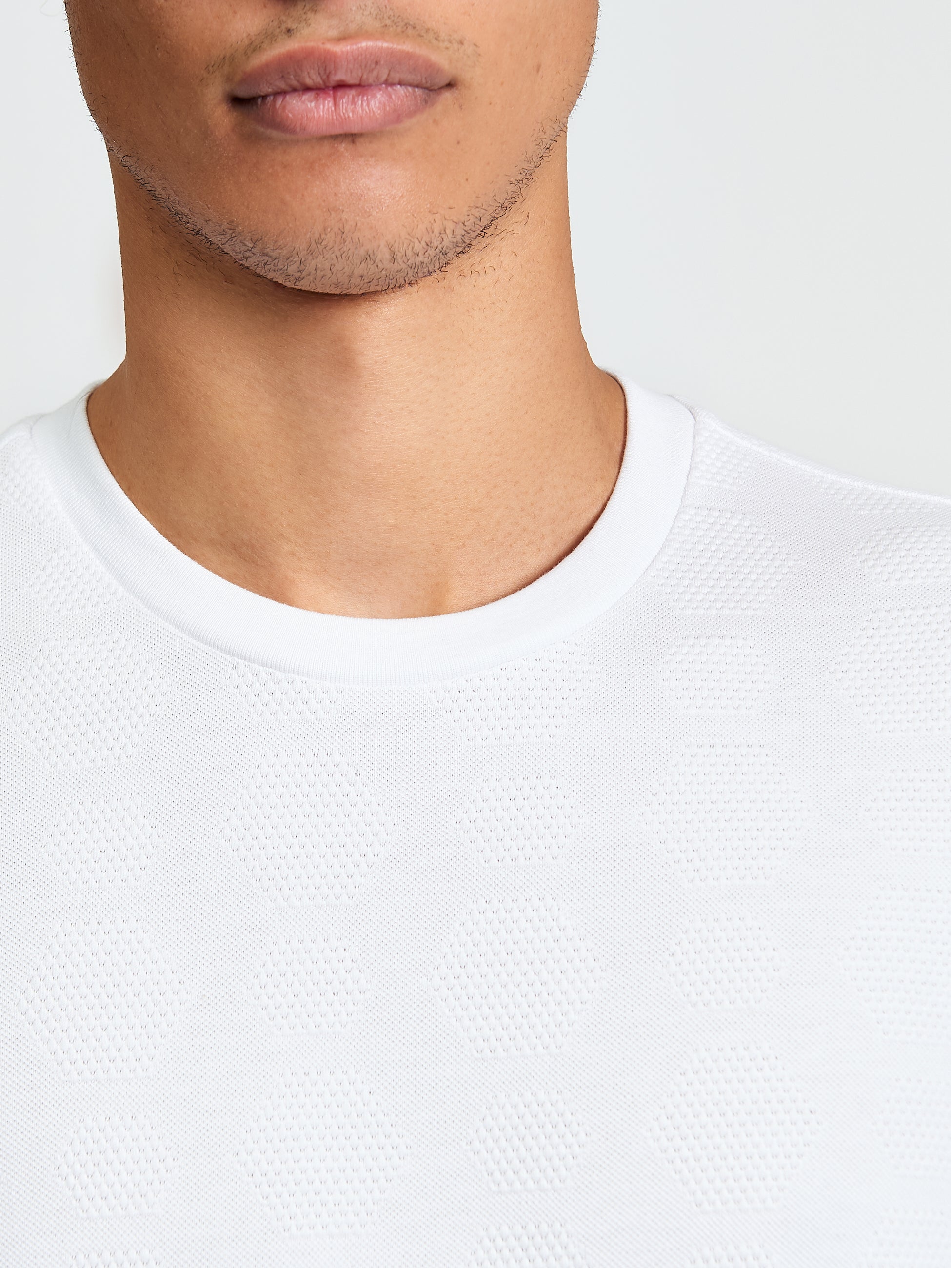 Ben Sherman Jaquard Pattern Tee - White
