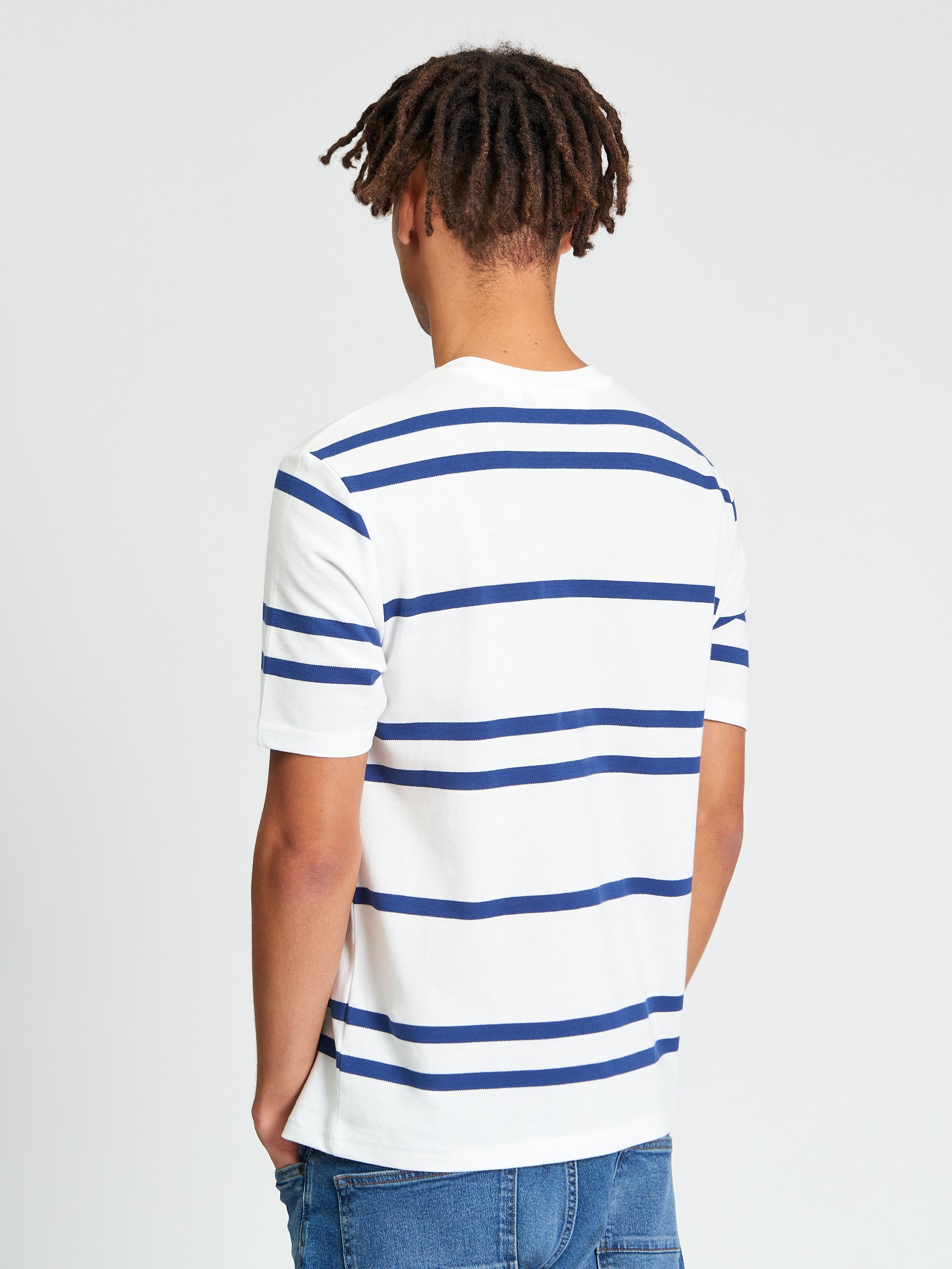 Ben Sherman Pique Stripe Tee - Snow White