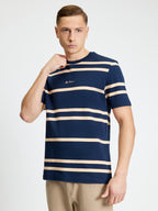 Ben Sherman Pique Stripe Tee - Dark Navy