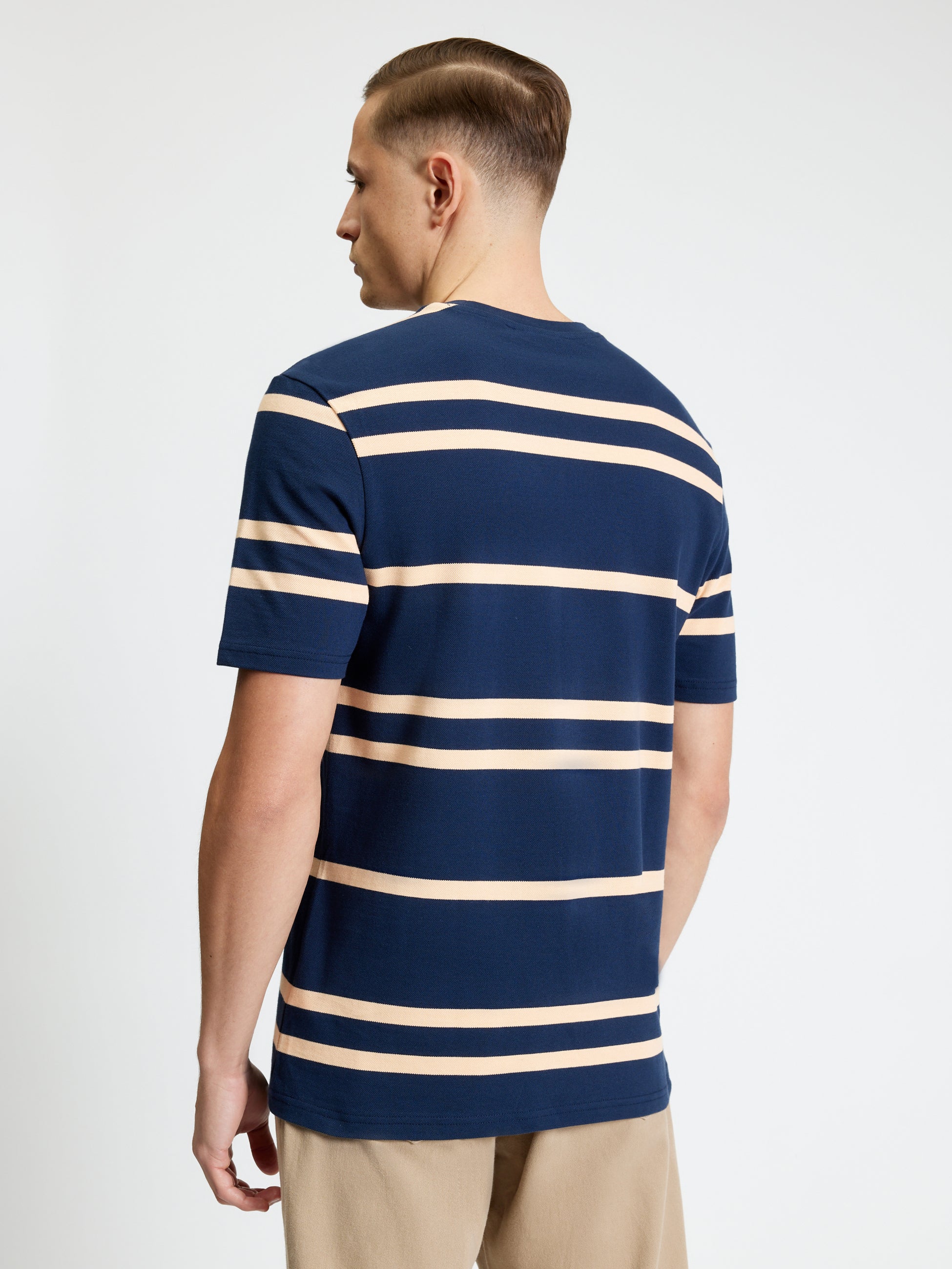 Ben Sherman Pique Stripe Tee - Dark Navy
