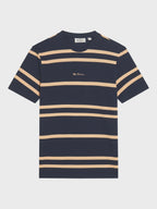 Ben Sherman Pique Stripe Tee - Dark Navy