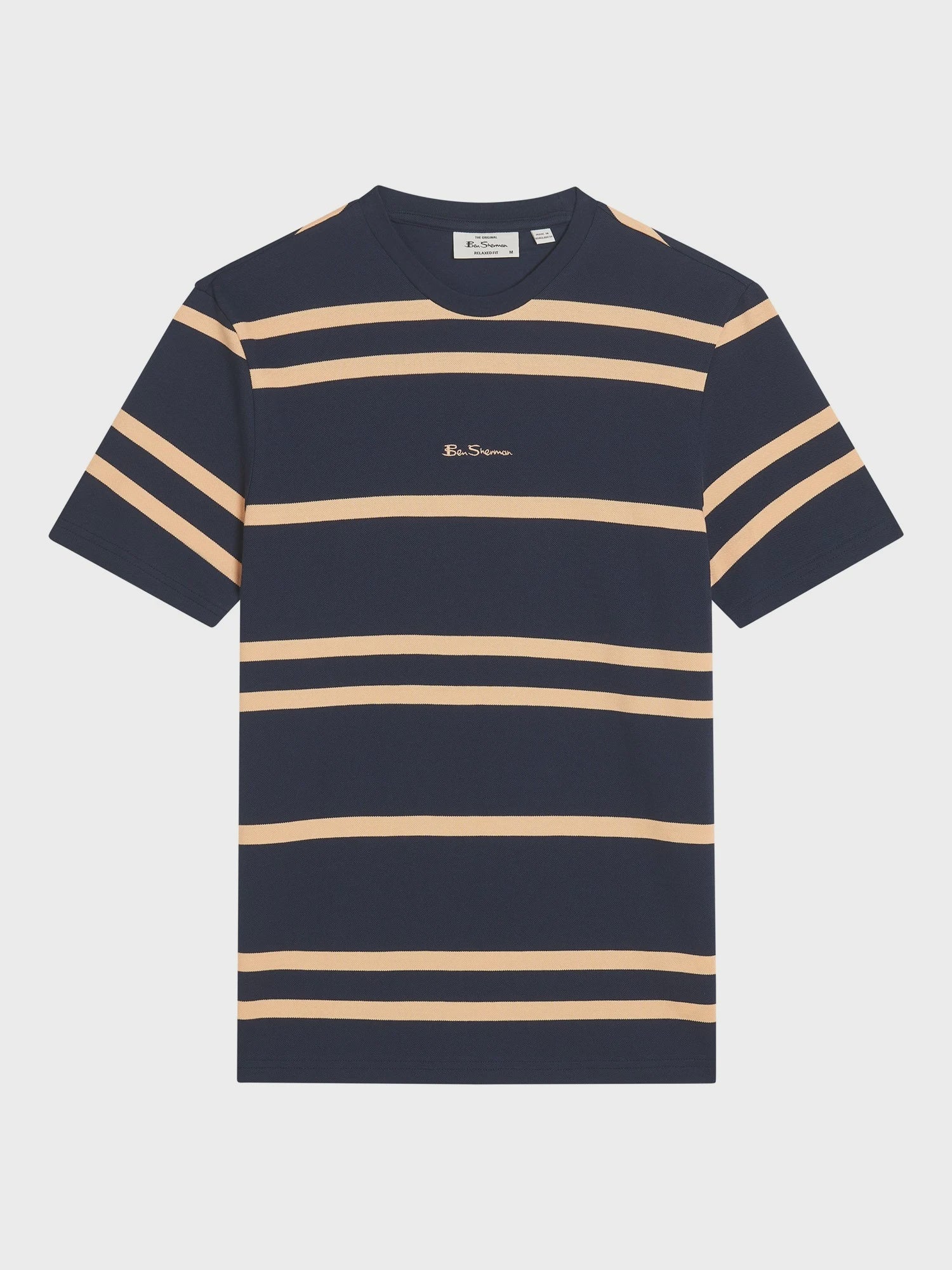 Ben Sherman Pique Stripe Tee - Dark Navy
