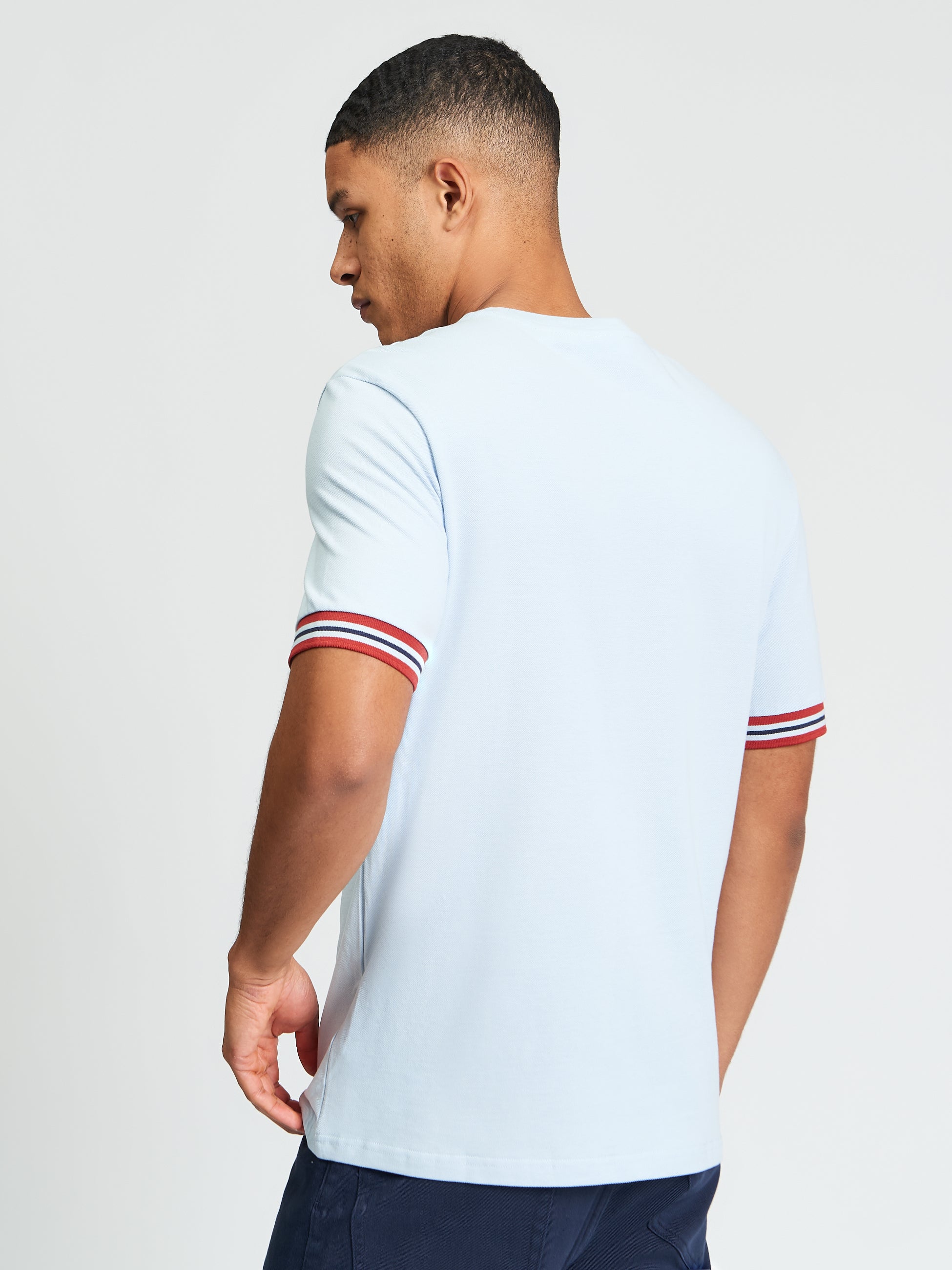 Ben Sherman Pique Tipped Tee - Powder Blue