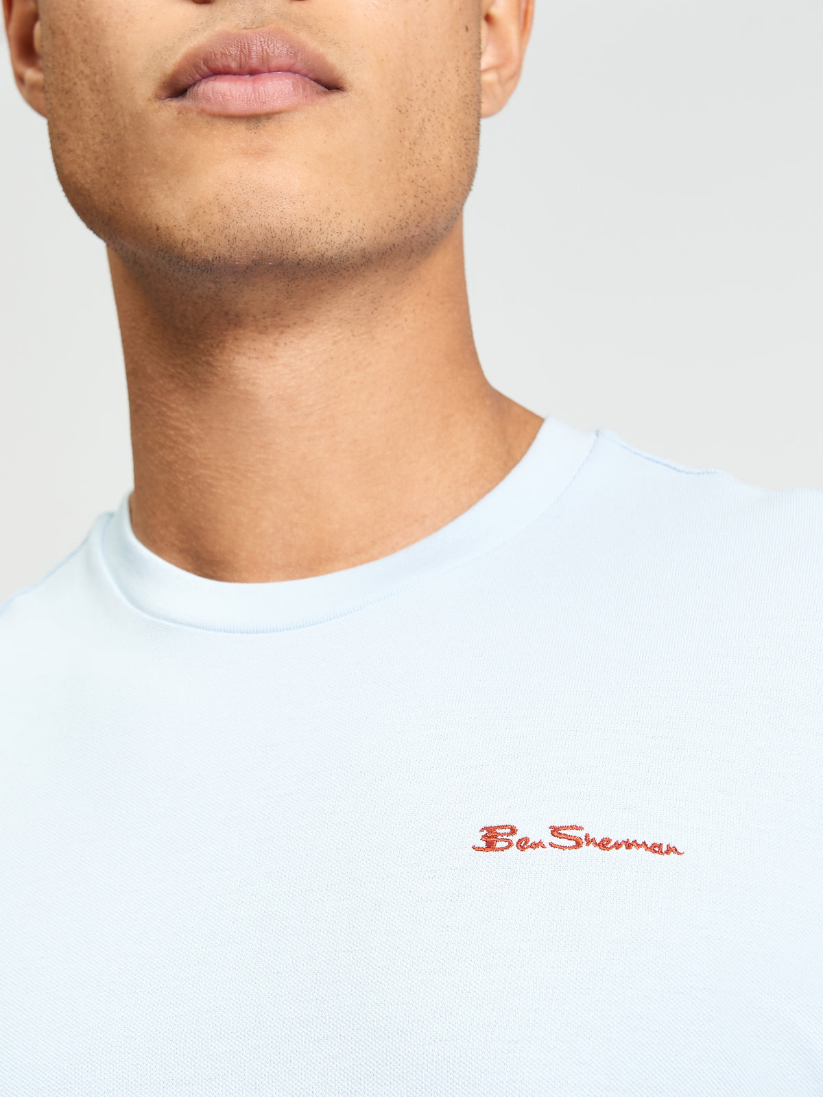 Ben Sherman Pique Tipped Tee - Powder Blue
