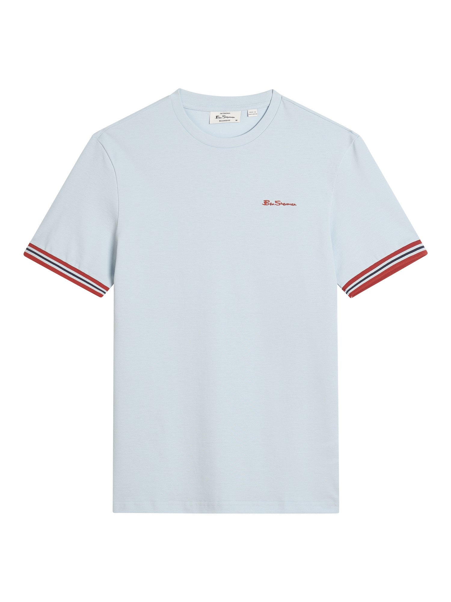 Ben Sherman Pique Tipped Tee - Powder Blue