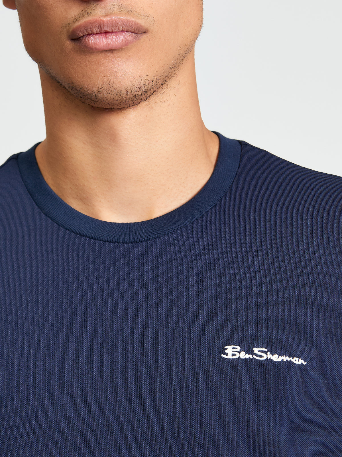 Ben Sherman Pique Tipped Tee - Dark Navy