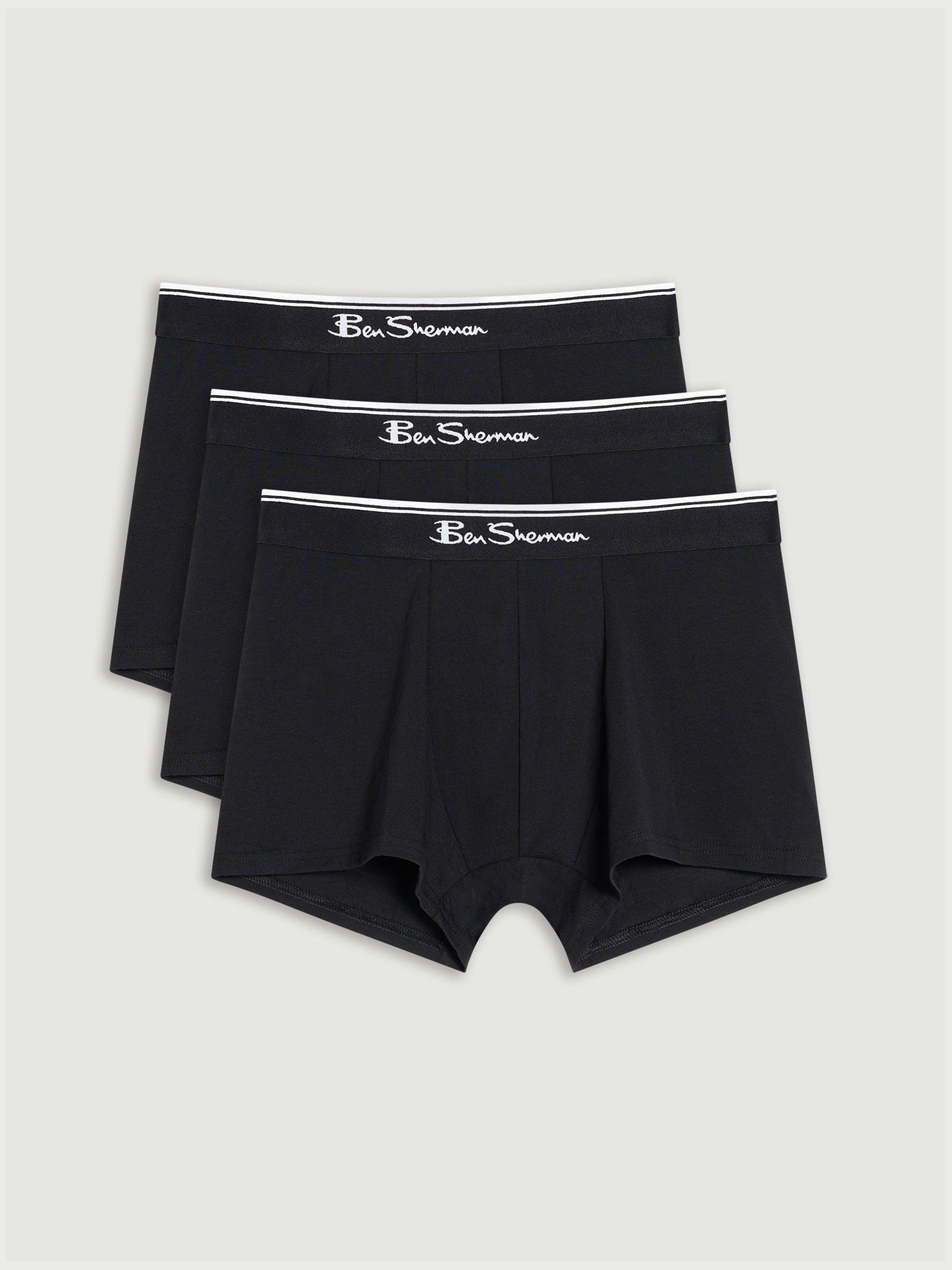 Ben Sherman 3 Pack Trunks - Mod Stripe - Black