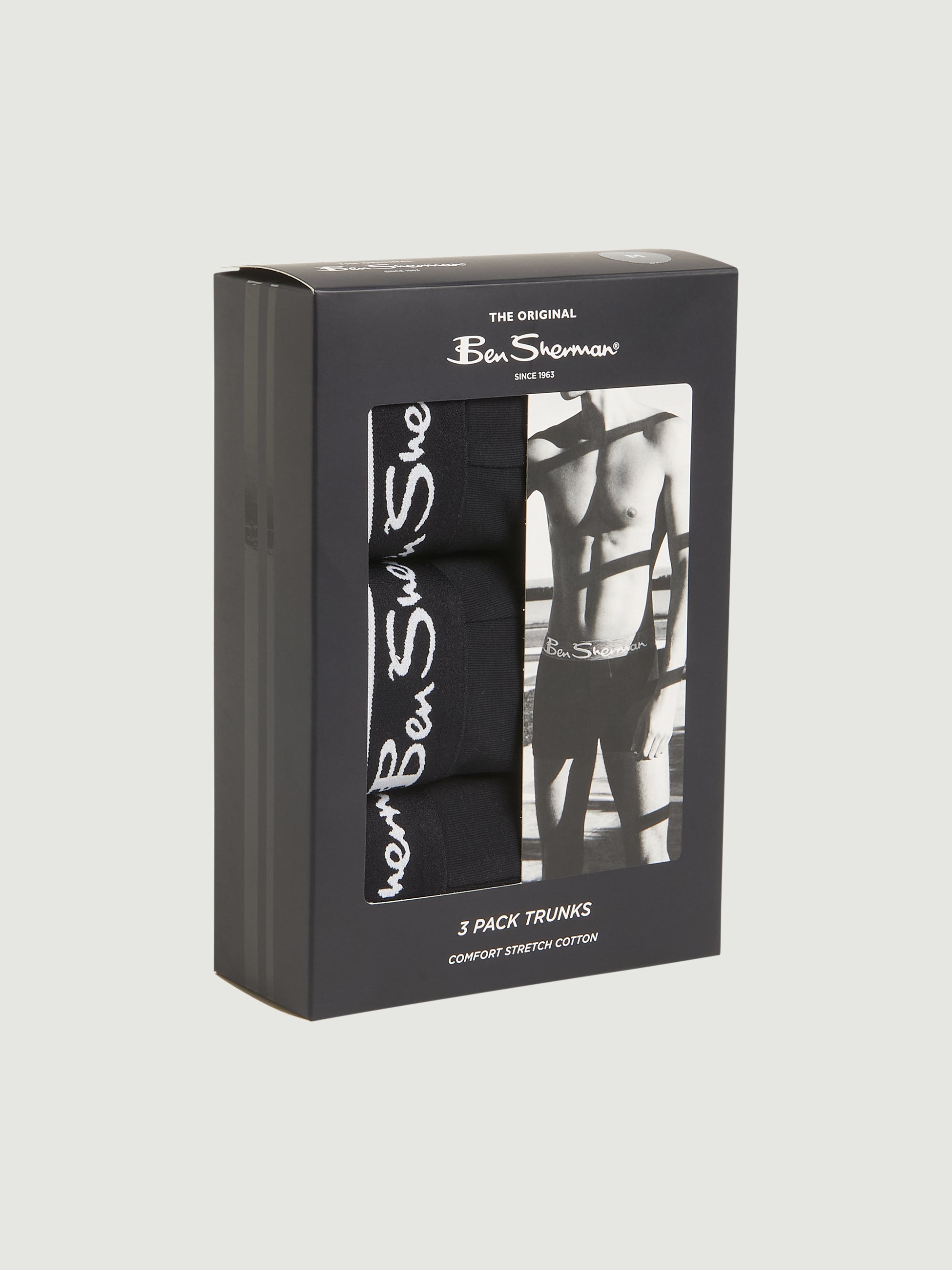 Ben Sherman 3 Pack Trunks - Mod Stripe - Black