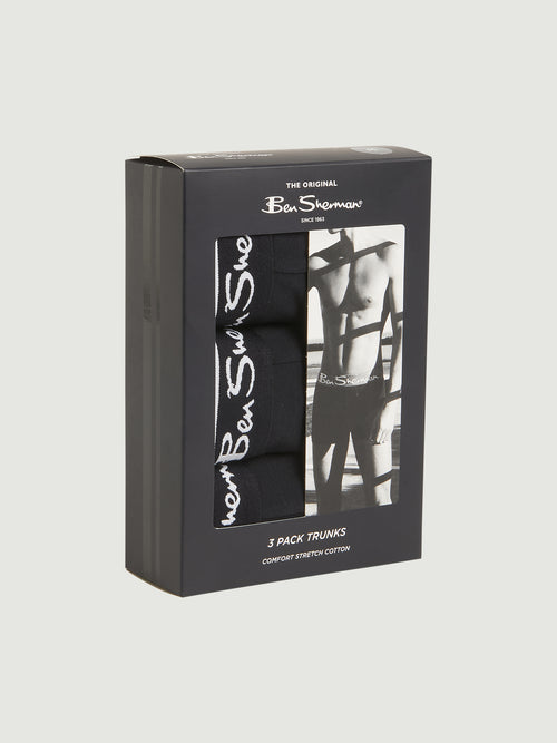 Ben Sherman 3 Pack Trunks - Mod Stripe - Black