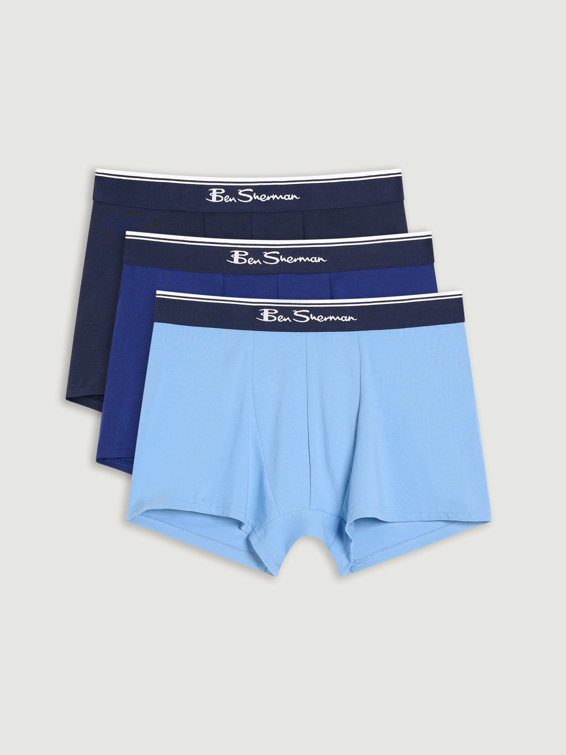 Ben Sherman 3 Pack Trunks - Mod Stripe - Blue