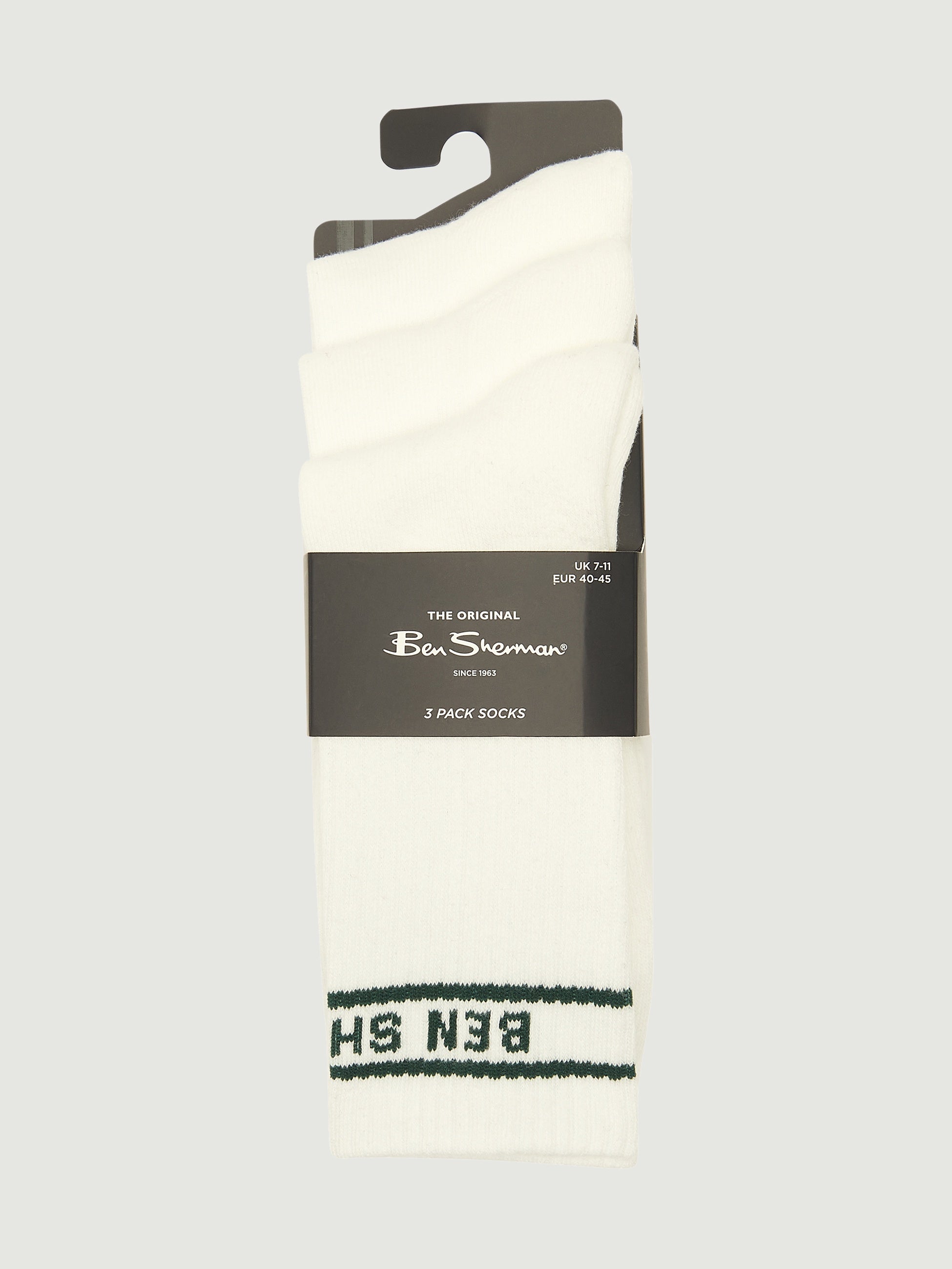 Ben Sherman 3 Pack Socks - White Ivy Rib