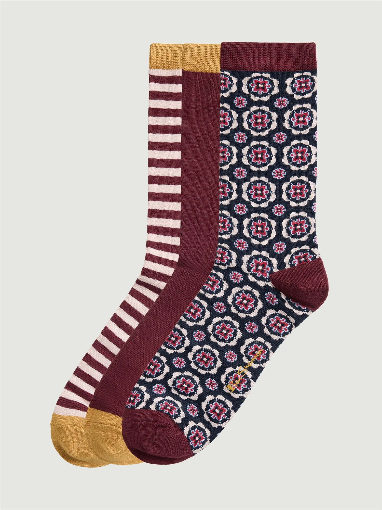 Ben Sherman 3 Box Socks - Burgundy Mix