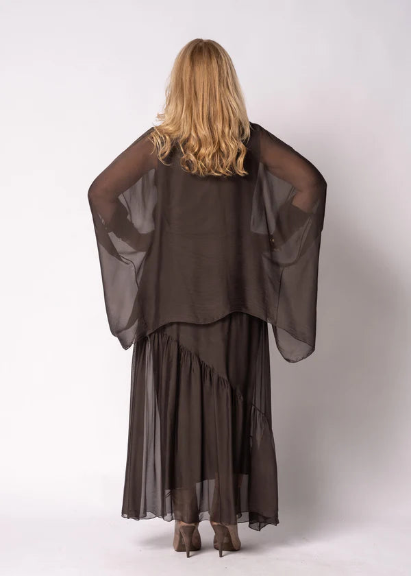 Adelise Silk Skirt in Chocolate Truffle